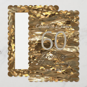Diamantbröllopsfest Elegant Guld Inbjudningar