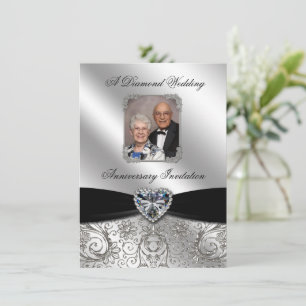 Diamantbröllopsjubileum 11x15,9 Fotoinbjudan Inbjudningar