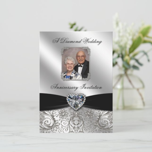 Diamantbröllopsjubileum 11x15,9 Fotoinbjudan Inbjudningar (Stående Fram)