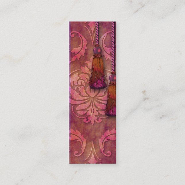 Diamantdamast, MAROCKO i Fuchsia och orange Mini Visitkort (Framsida)