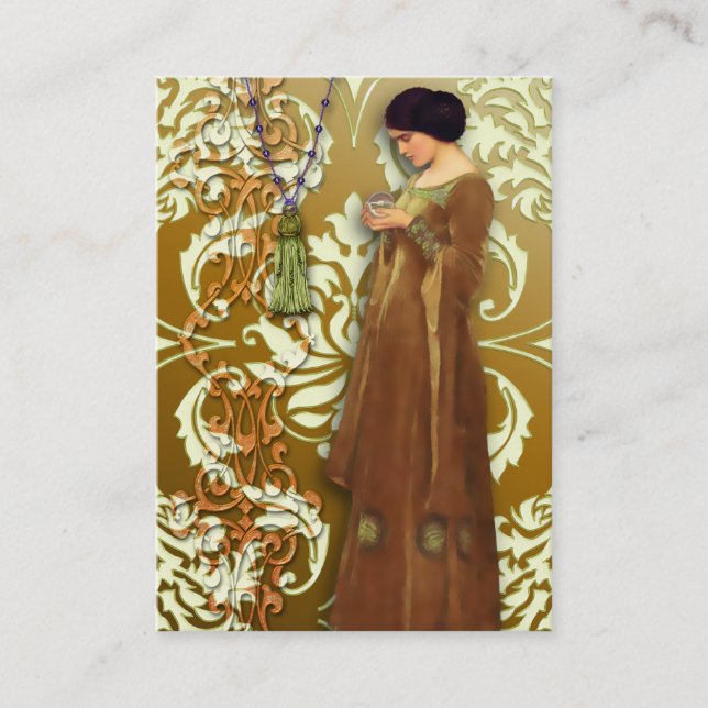 Diamantdamast, TJUSNING i guld & kräm Visitkort (Framsida)