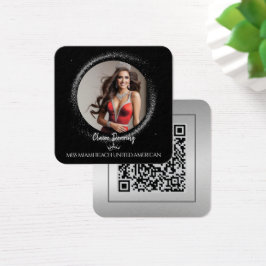 Diamantdamm QR-kod Foto Profilkort Fyrkantigt Visitkort