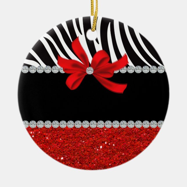 DiamantDiva (rött glitter) Julgransprydnad Keramik (Framsidan)