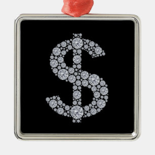 Diamantdollaren undertecknar Bling Julgransprydnad Metall