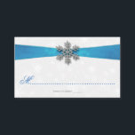 Diamante Snowflake & Blue Ribbon Winter Wedding Placeringskort<br><div class="desc">Fira i stil med dessa eleganter och mycket trendig bröllop placerar kort. Utformningen är enkel att anpassa med din speciella händelsetext och dina gäster blir glada när de ser dessa fantastiska platskort. Matchande objekt i bröllop finns i samlingen.</div>