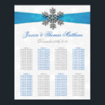 Diamante Snowflake & Blue Ribbon Winter Wedding Poster<br><div class="desc">Röntsnöflingan och blåraket bröllop är perfekt för alla par som planerar ett romantiskt vinterbröllop firande. Utformningen har en lätt silvud-grått och en vit snöflingor med en romante-snöflake ovanpå ett silkesaktigt tittar band. Ordalydelsen innehåller samma grått- och blått färg av formgivningen och kan lätt användas som personlig för att passa din...</div>