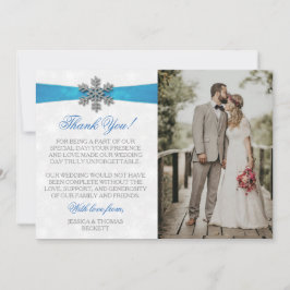 Diamante Snowflake & Blue Ribbon Winter Wedding Tack Kort