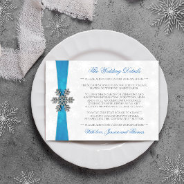 Diamante Snowflake & Blue Ribbon Winter Wedding Tilläggskort