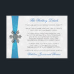 Diamante Snowflake & Blue Ribbon Winter Wedding Tilläggskort<br><div class="desc">Röntsnöflingan och blåraket bröllop är perfekt för alla par som planerar ett romantiskt vinterbröllop firande. Utformningen har en lätt silvud-grått och en vit snöflingor med en romante-snöflake ovanpå ett silkesaktigt tittar band. Ordalydelsen innehåller samma grått- och blått färg av formgivningen och kan lätt användas som personlig för att passa din...</div>