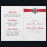 Diamante Snowflake & Red Ribbon Winter Wedding<br><div class="desc">Röntsnöflummen och det röda bandet bröllop är perfekt för alla par som planerar ett romantiskt vinterbröllop firande. Utformningen har en lätt silvud-grått och en vit snöflingor med en romante-snöflake ovanpå ett silkesaktigt tittar band. Ordalydelsen innehåller samma grått- och rött färg i formgivningen och kan lätt användas som personlig för att...</div>