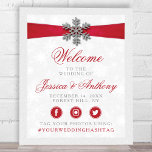 Diamante Snowflake & Red Ribbon Winter Wedding Poster<br><div class="desc">Uppsamlingen av diamanté snowflake och röda band bröllop är perfekt för alla par som planerar ett romantiskt vinterbröllop firande. Utformningen har en lätt silvud-grått och en vit snöflingor med en diamanté-snöflake ovanpå ett silkesaktigt tittar band. Ordalydelsen innehåller samma grått- och rött färg i formgivningen och kan lätt användas som personlig...</div>