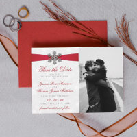 Diamante Snowflake & Red Ribbon Winter Wedding