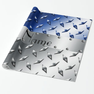 Diamanten för blått för personlignamnsilver presentpapper