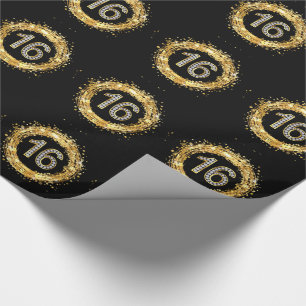 Diamanten numrerar 16 guld för glitterBling Presentpapper