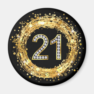 Diamanten numrerar 21 guld för glitterBling Magnet