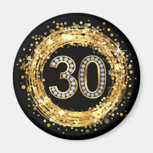 Diamanten numrerar 30 guld för glitterBling Magnet