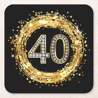 Diamanten numrerar 40 guld för glitterBling Underlägg Papper Kvadrat