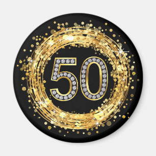Diamanten numrerar 50 guld för glitterBling Magnet