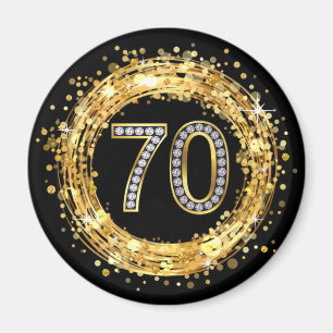 Diamanten numrerar 70 guld för glitterBling Magnet