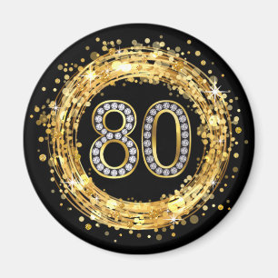 Diamanten numrerar 80 guld för glitterBling Magnet