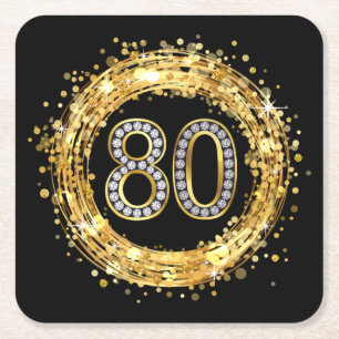 Diamanten numrerar 80 guld för glitterBling Underlägg Papper Kvadrat
