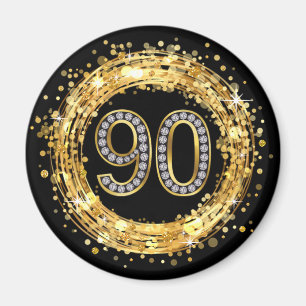 Diamanten numrerar 90 guld för glitterBling Magnet