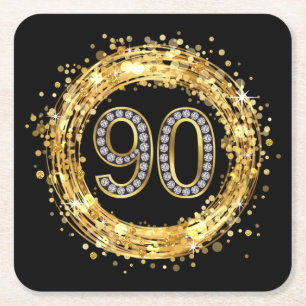 Diamanten numrerar 90 guld för glitterBling Underlägg Papper Kvadrat