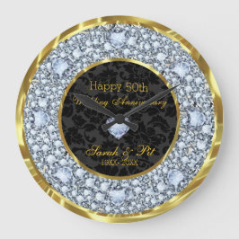 Diamanter, 50:e Bröllop-årsdagen för Svarta & Guld Stor Klocka