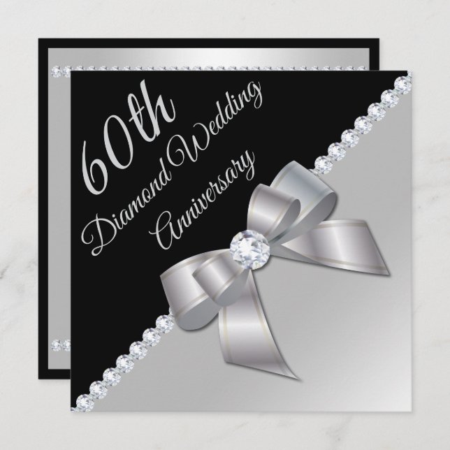 Diamanter 6:e Bröllop-årsdagen Inbjudningar (Fram/baksida)
