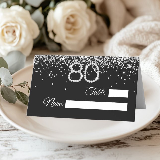 Diamanter 80-årsfirande Platskort Placeringskort (Diamonds 80th Birthday Place Cards)