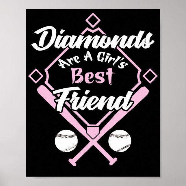 Diamanter är en flickas bästa Friend Fastpitch Poster (Framsidan)