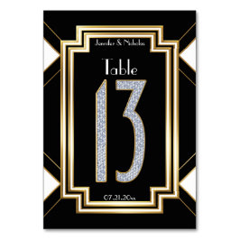 Diamanter Art Deco Bröllop Bordsnummer Tretton