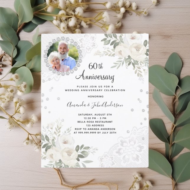 Diamanter blommigtar foto 60:e bröllopsinbjudan (Skapare uppladdad)