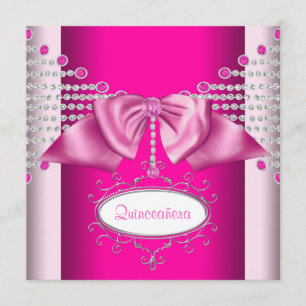 Diamanter Böj Varma Rosa Quinceanera Inbjudningar