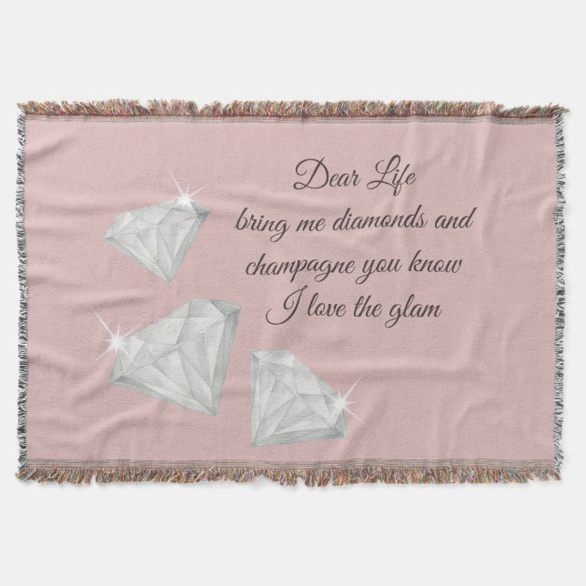 Diamanter & Champagne Citat – Dear Life Edition Filt (Framsidan)
