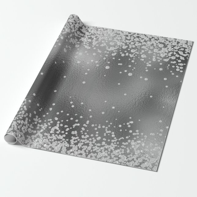 Diamanter Falskt Glitter Bling Robins Ägg Teal Blå Presentpapper (Utrullad)