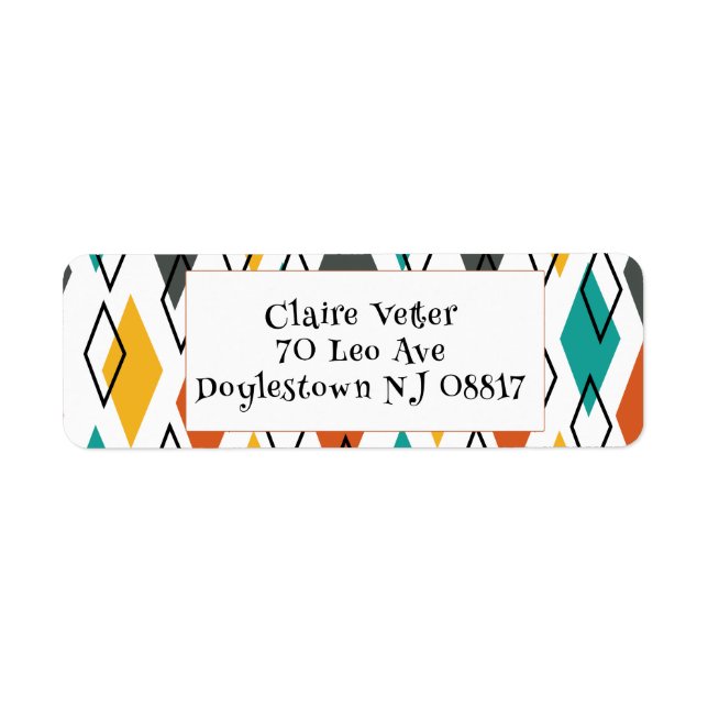 Diamanter för etikett returadress etikett (Framsidan)