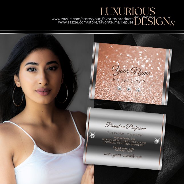 Diamanter för Gnistran Glitter i Luxury Silver Gul Visitkort (Skapare uppladdad)