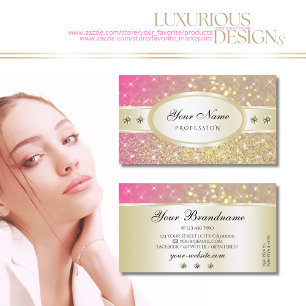 Diamanter för Luxury Guld Rosa Lila Glitter Gnistr Visitkort