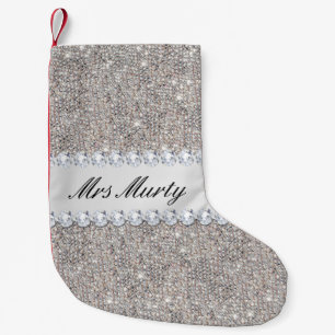 Diamanter för Sequins för personligFauxsilver Liten Julstrumpa