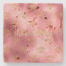 Diamanter från guld Rosa Glitter Stenunderlägg