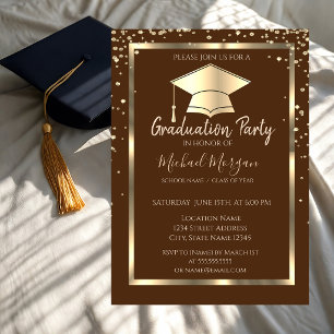 Diamanter Guld Examenmössa Brun Examen Inbjudningar