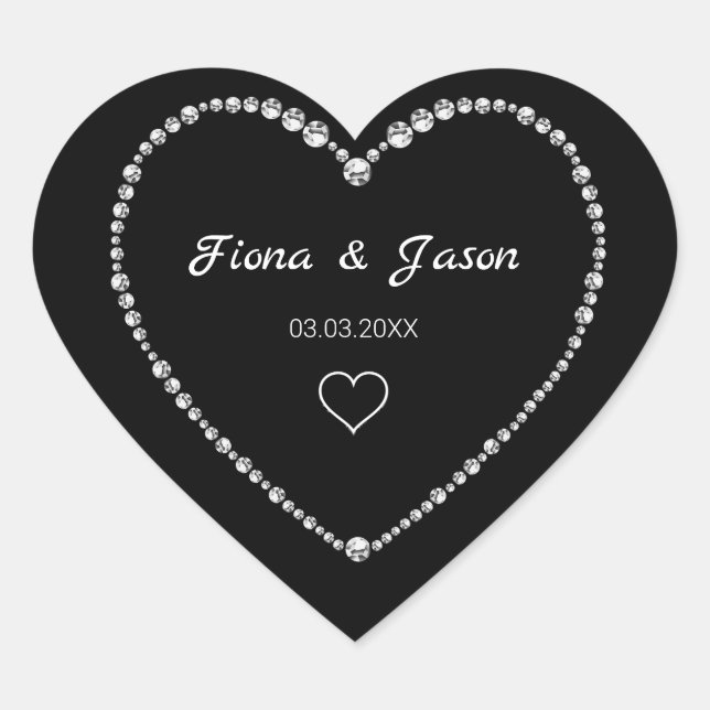 Diamanter Hearts Hjärtformat Klistermärke (Framsida)