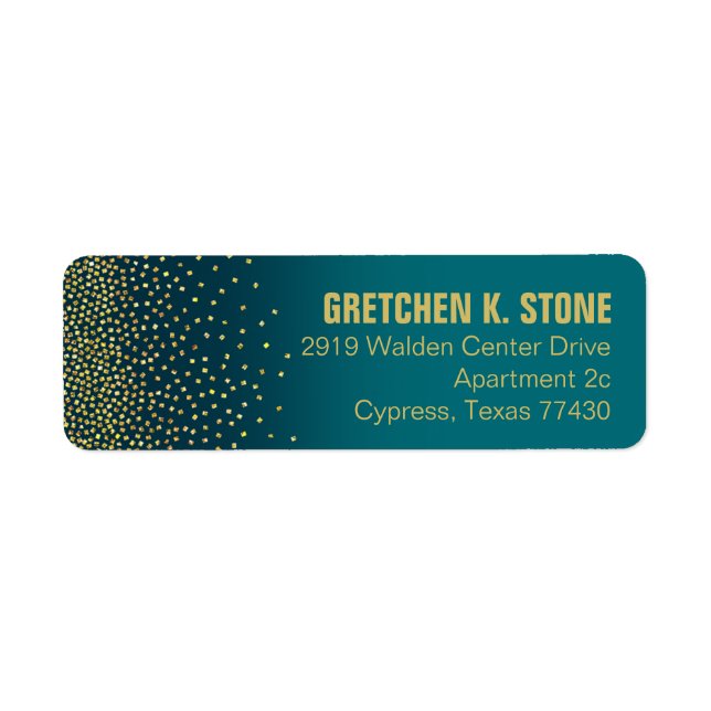 Diamanter i Himlar Adress | turkos Returadress Etikett (Framsidan)
