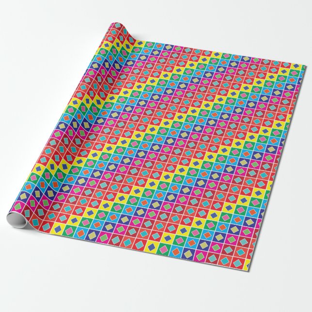 diamanter in i färgrutorna färg på kvadrat presentpapper (Utrullad)