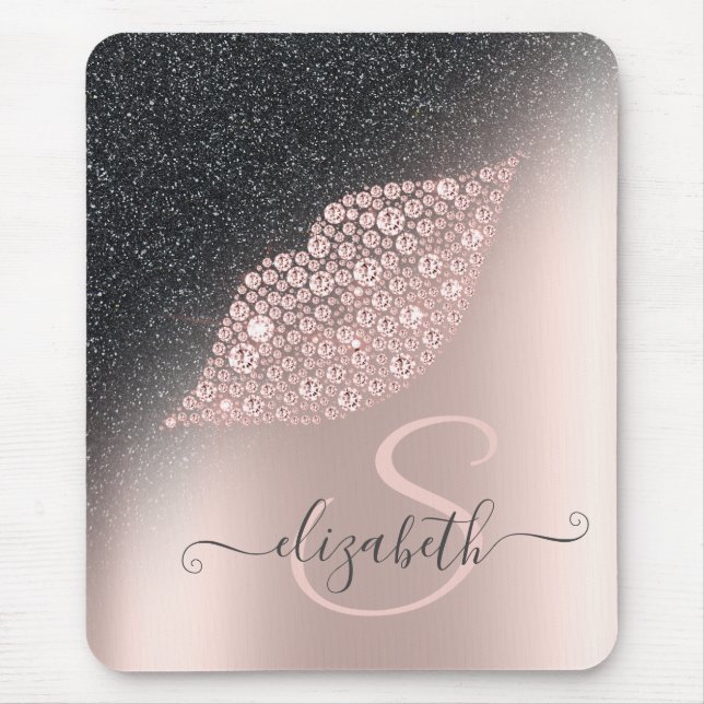 Diamanter Läppar Glitter Ombre Roséguld Musmatta (Framsidan)