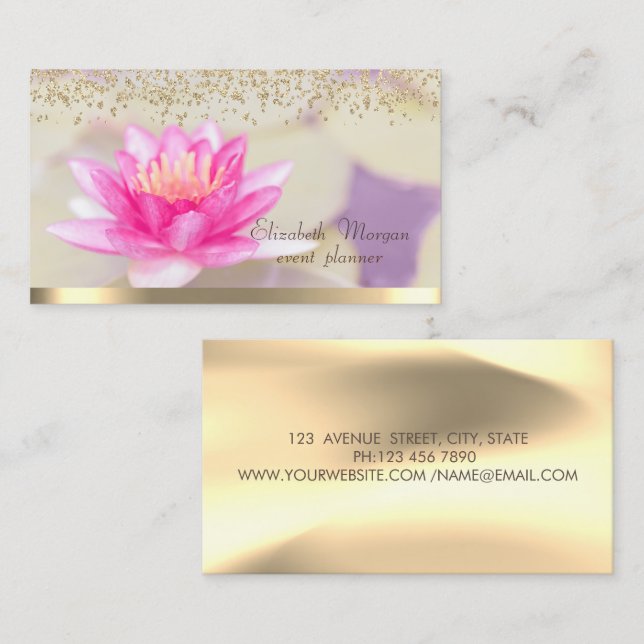Diamanter Lotus Guld Elegant Visitkort (Fram/baksida)