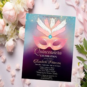 Diamanter,Masque,Ljus, Maskerad Quinceañera Inbjudningar
