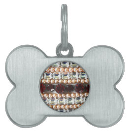 Diamanter, noshörtpärlor - vintage namnbricka husdjur