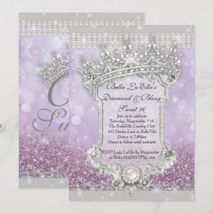 Diamanter och bling Sweet 16 Quince-inbjudningar Inbjudningar